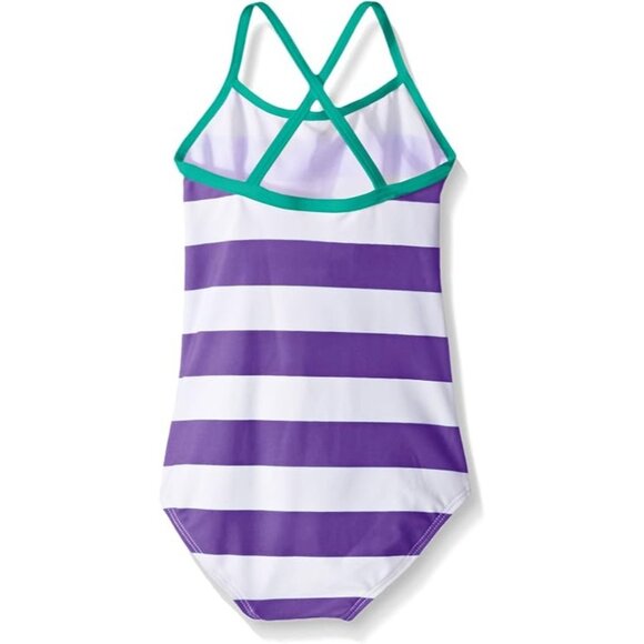Kanu Surf Girl Beach Sport Banded One Piece Swimsuit Layla Purple Stripe Size 14 - Picture 5 of 11